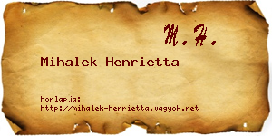 Mihalek Henrietta névjegykártya